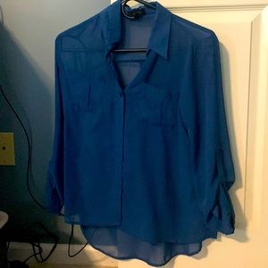 Shear blue button up long sleeve